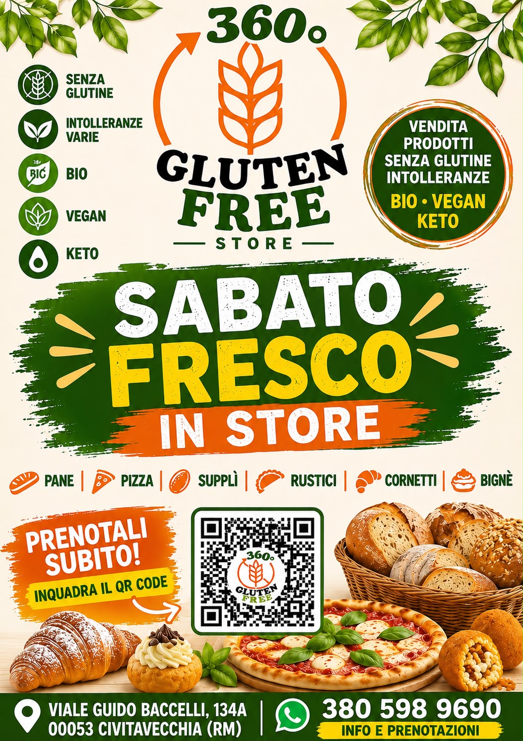 Prodotti freschi senza glutine disponibili ogni sabato da 360° Gluten Free